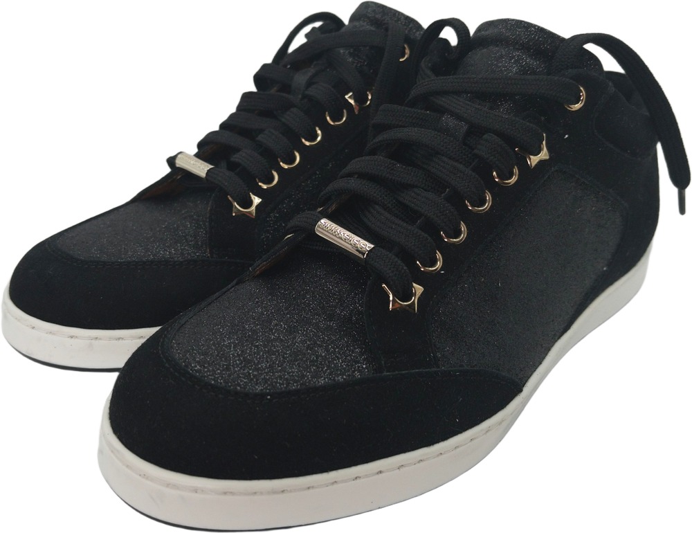 Jimmy Choo Miami Black Glitter Sneaker Women's US 7 EU 37.5